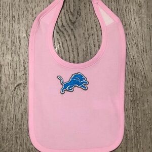 Pink Kids Bib with Blue Detroit Lion Logo